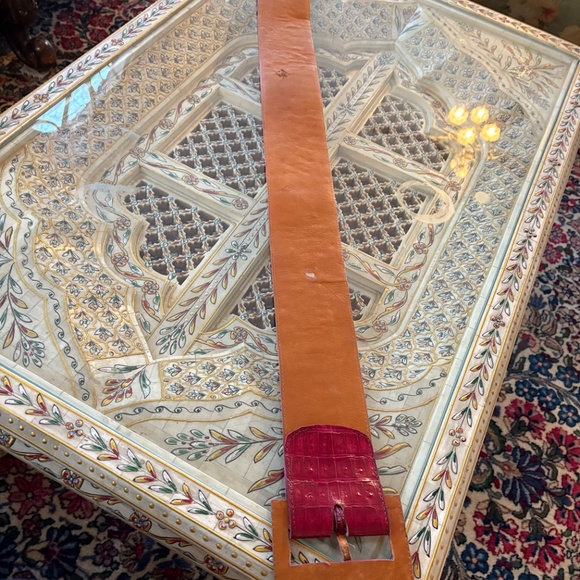 Burgundy Alligator Print Belt 38\